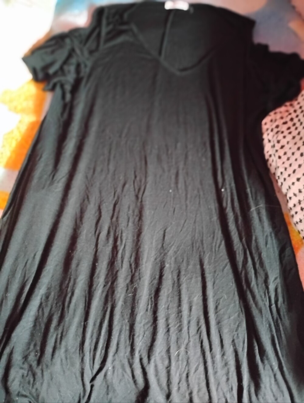 LARA Plus Size Black V-Neck Midi Dress